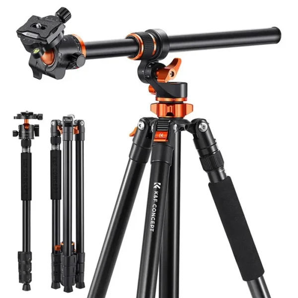 90"-230 cm Trépied Appareil Photo, Trépied Photo Portable avec Axe Universel et Monopode, Trépied Caméra Prise de Vue Multi-angle