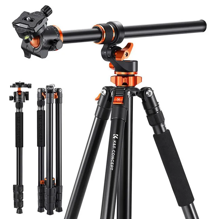 90″-230 cm Trépied Appareil Photo, Trépied Photo Portable avec Axe Universel et Monopode, Trépied Caméra Prise de Vue Multi-angle