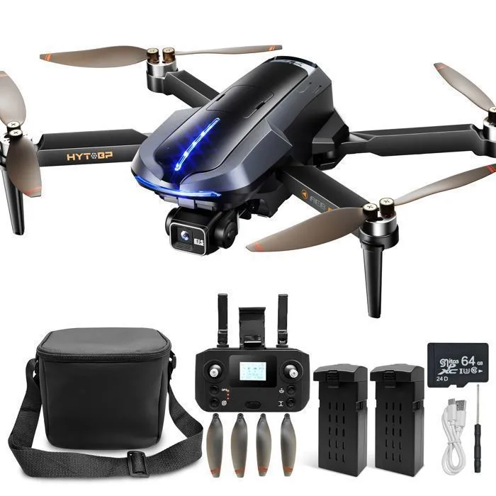 HYTOBP Drone avec vidéo UHD 4K, Nacelle mécanique à 3 axes GPS/GLONASS, EIS anti-shake, Distance 5 km, 60 minutes avec 2 batteries