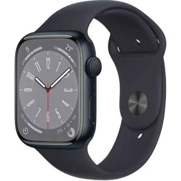 Apple Watch (Series 8) 2022 GPS 41 mm - Aluminium Minuit - Bracelet sport Noir - Reconditionné