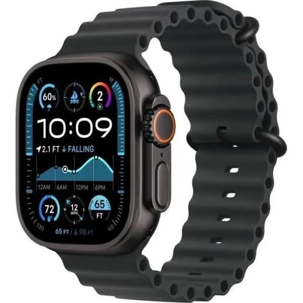 Apple Watch Ultra 2 GPS+Cellular 49mm Black Titanium - Bracelet Black Ocean Band (2024) - Reconditionné - Excellent état