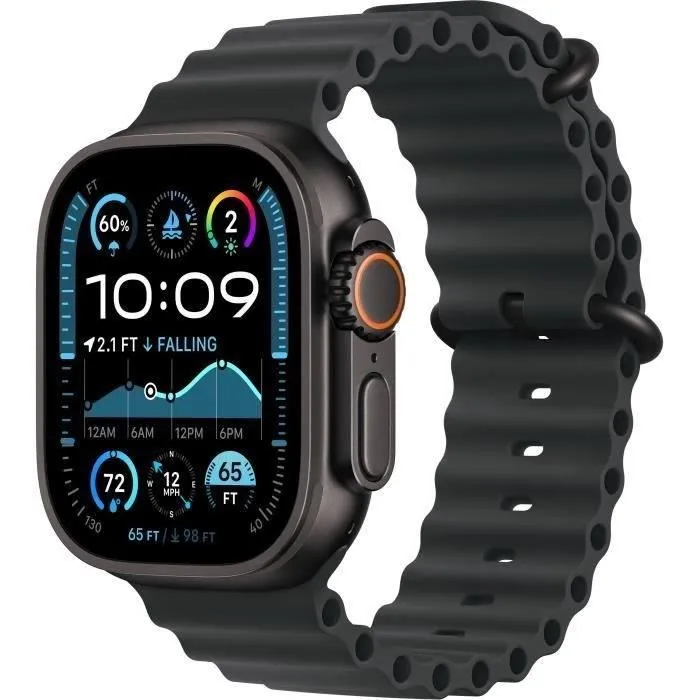 Apple Watch Ultra 2 GPS+Cellular 49mm Black Titanium – Bracelet Black Ocean Band (2024) – Reconditionné – Excellent état