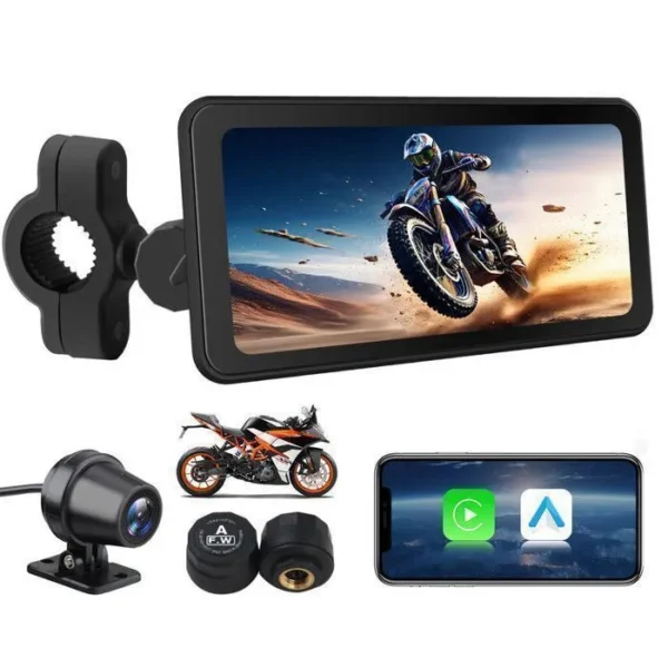 Autoradio Moto - AWESAFE - 6.25" Écran Tactile - CarPlay - Android Auto - Étanche avec DVR