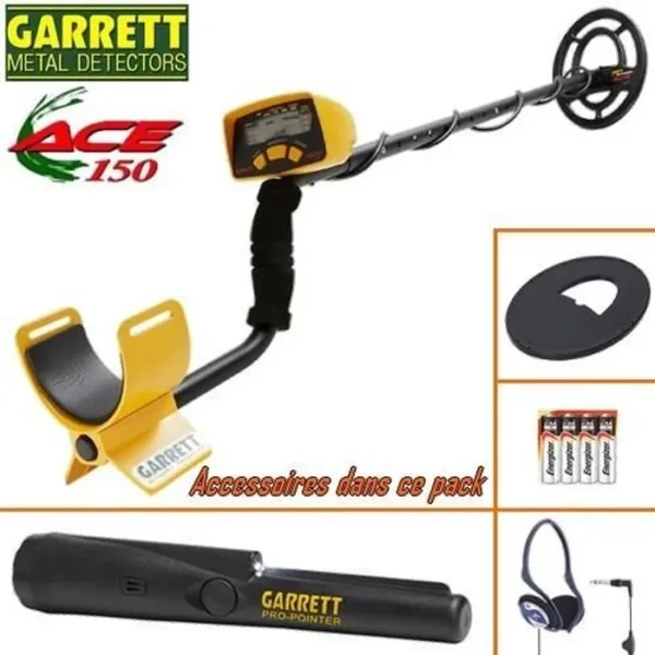 Détecteur de métaux - GARRETT ACE 150 - Pile - Jaune et noir - Léger et facile à utiliser