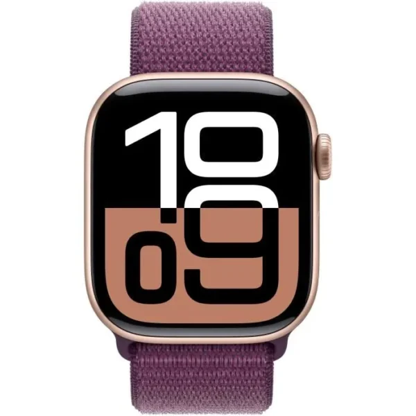 Apple Watch Series 10 GPS - 42mm - Boîtier Rose Gold Aluminium - Bracelet Plum Sport Loop – Image 2