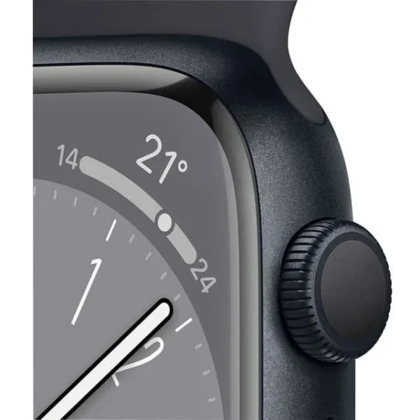 Apple Watch (Series 8) 2022 GPS 41 mm - Aluminium Minuit - Bracelet sport Noir - Reconditionné – Image 2