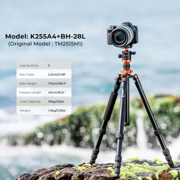 K&F Concept Trépied/Monopode Appareil Photo 175cm, Trépied Caméra Professionnel, Trépied Voyage en Aluminium pour DSLR – Image 3