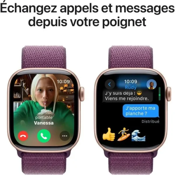 Apple Watch Series 10 GPS - 42mm - Boîtier Rose Gold Aluminium - Bracelet Plum Sport Loop – Image 4