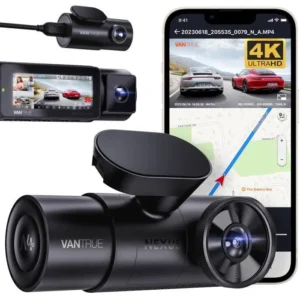 VANTRUE NEXUS-4 PRO 3 HDR 4K+1080P+1080P Dashcam Voiture, 360°STARVIS 2 Camera Embarquée, Dash Cam WiFi GPS, 24h.Mode Parking
